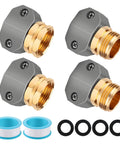Garden Hose Repair Kit With Zinc And Aluminum Male And Female Fittings Fits 3/4 Inch And 5/8 Inch Hoses Includes Two Sets Of Fittings Sealing Tapes Rubber Washers And Beefy Metal Construction
