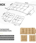 3 Piece Outdoor Wicker Chair Cushions Set For Patio Loveseat And Chaise 47x19x4 Inch Waterproof Cushions With 2 19x19x4 Inch Chair Cushions Khaki