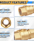 1/2 Inch Brass Ball Valve Set Heavy Duty Full Port Forged Brass Shut Off Valves Female NPT To Female NPT Thread 2 Pack