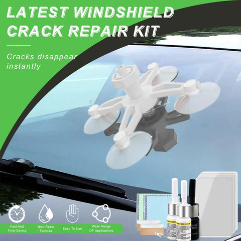 Fast Windshield Repair Kit For Cars With 20 Minute Cure No Tools Required Fix Glass Cracks And Chips At Home attached to car windshield