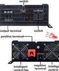 Back view of 5000W Hybrid Solar Inverter For Off Grid Homes And RVs 24V DC with terminals and fans visible
