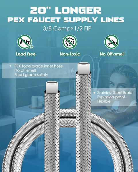 20 inch PEX faucet supply lines with stainless steel braid, lead-free and non-toxic for instant hot water delivery. Kick The Cold Shower Habit This Smart Water Pump Pushes Instant Hot Speed Straight To Your Tank Heater Uses Zero Return Lines Upgrades To Industrial Grade 304 Stainless Sensor Valve And Ready Install Kit.