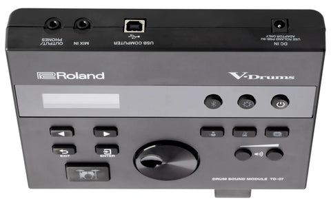 Top view of TD-07 V-Drum Module Bundle With Cable Snake Harness And USB Data Cable showcasing control panel design.