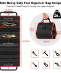 Side view of Power Tool Organizer Cart With Charging Station And Heavy Duty Tool Bag For Garage And Workshop, tool bag detail