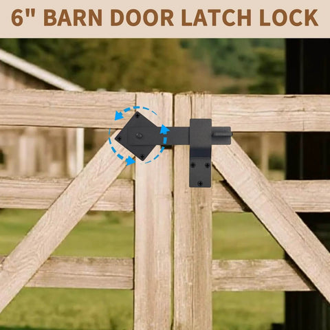 6 Inch Barn Door Flip Latch Lock Heavy Duty Gate Latch for Fence Shed Farm Garden and Sliding Doors, matte black, installed