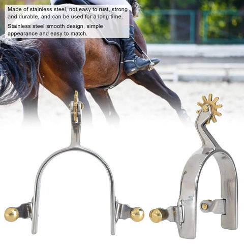 Stainless Steel Horse Spurs For Men And Women, Rustproof Boot Spurs With Brass Swing Buttons, American Style Cowboy Spurs