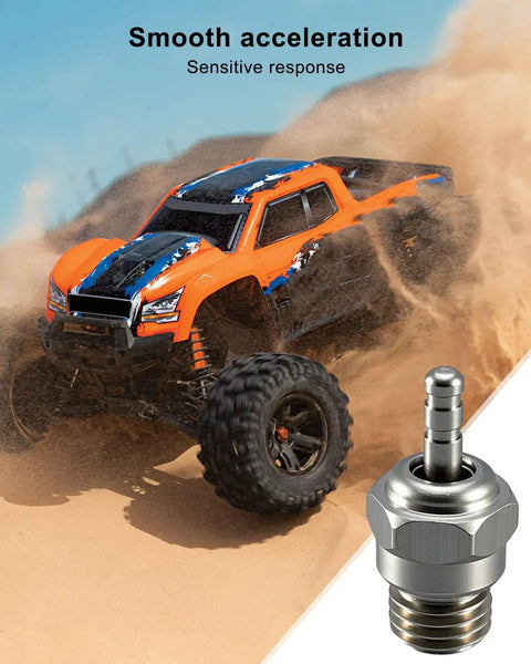 Six Pack N4 Hot Glow Plugs No 4 For Nitro RC Engines Glow Plug Set with orange RC truck in action