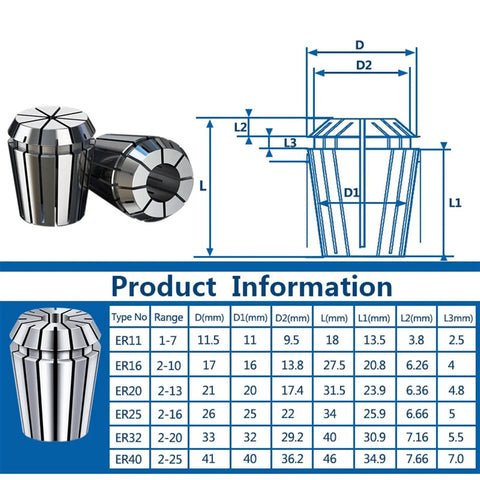 Heavy Duty ER40 Collet Chuck Holder For CNC Lathe Made With High Carbon Steel And Hardened To Rockwell 50 showing dimensions and design details.