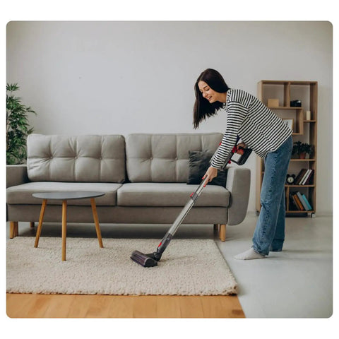Woman using Extension Wand For Gen5 And V Series Dyson Vacuum Cleaners Extendable And Adjustable Replacement Tube Rod 20.5 To 29 Inches