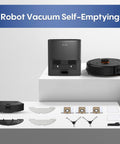 Robot Vacuum And Mop Combo With 6000Pa Monster Suction LiDAR Navigation Self Emptying Dock shown with accessories