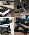 Bad Ass 3 Fold Telescopic Keyboard Drawer Glide Under Desk Sliding Tray With Smooth Quiet Operation Built From Cold Rolled Steel Is Rust Resistant And Holds Up Against Daily Grinds Perfect Setup For Gamers Who Want Solid Performance All Day. under-desk steel keyboard tray, black, telescopic slides