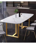 Heavy Duty Steel Table Legs Tough As Nails Industrial Powder Coated Frame For Desk Dining Coffee Table With Adjustable Rubber Feet, shown with marble top and gold finish.