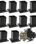 10 Pack 4x4 Post Base Bracket Set Heavy Duty Powder Coated Steel Fence Post Anchors With Screws For Deck Porch Railing Pergola Mailbox Mounts