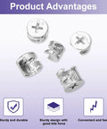Heavy Duty Badass Furniture Cam Lock Nuts For Quick Cabinet Assembly with sturdy design, nickel plated, for secure fastening.