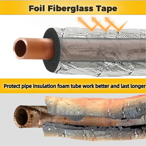 Heavy Duty Outdoor AC Pipe Foam Insulation Tape Wrap With Foil Fiberglass Layer, Weatherproof Shield For HVAC Pipes comparison
