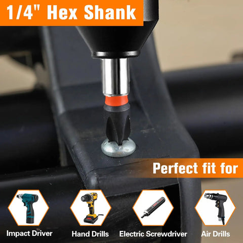 Impact Magnetic Phillips Bit Set, 25 Pc, 1 Inch Bits With One Quarter Inch Hex Shank, S2 Steel, in impact driver use