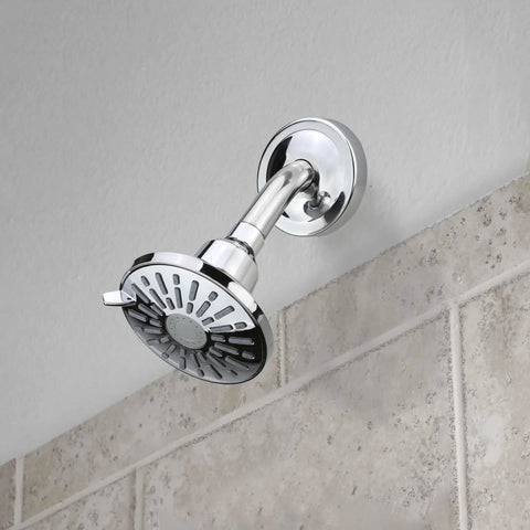 Shower Arm Stabilizer Bracket With Flange Cover Chrome Finish for wobbly shower arms installed on shower pipe and wall.