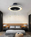 20 Inch Modern Enclosed Ceiling Fan With Light Low Profile Quiet Ceiling Fan For Bedroom Living Room Kitchen Built In Copper Motor Strong Breeze Low Noise Ideal For 100 To 200 Sq Ft