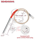Two Pack Heavy Duty AC Grill Igniter Replacement For Pellet Grills And Smokers with 24-inch wire and Molex plug