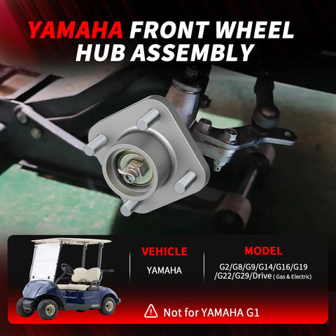 Close-up of Two Pack Front Wheel Hub Assembly For Yamaha Golf Cart Drive Models G2 G8 G9 G14 G16 G19 G22 G29 Premium Wheel Bearing Hubs Kit Bolt On Replacement OEM JG5 WF511 10 00 JG5 WF511 00