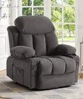 Power Lift Recliner Chair With Massage And Heat For Elderly, Electric Recliner Sofa with plush gray upholstery in living room