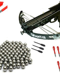 60 Pound Compound Pistol Crossbow for Range Day and Field Use with multi projectile firepower fires steel balls and regular arrows