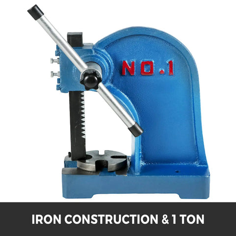 1 Ton Manual Arbor Press For Home Workshop, Beefy Heavy Duty Desktop Cast Iron Arbor Press With 4 And 5 Eighths Inch Maximum Height