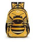 Golden Bloom Bumblebee Printed Unisex Backpack with large capacity for school and travel, durable polyester, front view