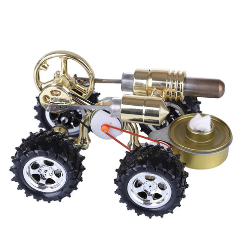 Car Kit With Alcohol Lamp Power Featuring Stirling Engine Tech, Metal Hot Air Car Model For Hands On Science, Thermodynamics STEM Project Toy For Teens And Adults, Real Power Generation And Movement, metal model with black tires