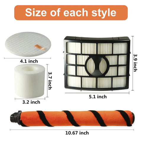 APEX DuoClean Vacuum Brush Roll And Filter Kit Replacement dimensions for AZ1000W AZ1002 AX951 AX952 Upright Vacuum.