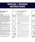 English and Spanish instructions for Walk In The Park Plush Carpet Tiles With Built In Padding 18x18 Peel And Stick Flooring