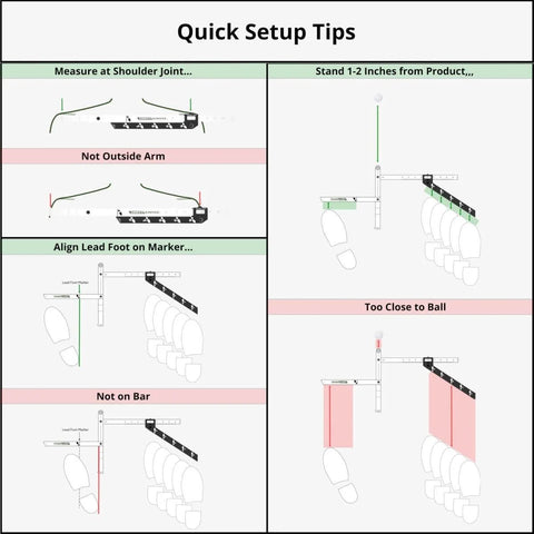 Guide for using Game Changing Golf Stance And Alignment Training Aid For Left And Right Handed Players, showing setup tips and positions.