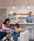 Family enjoying quality time in a modern living room with Easy Install Dimmer Switch For LED Halogen And Incandescent Lights 150W