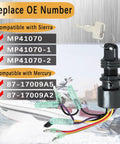 Boat Ignition Switch With Key For Mercury Mariner Outboard Motor Control Box With Two Keys Three Position Six Wire Connectors Replacement For Mercury Ignition Switch 87 17009A2 87 17009A5 product image with wiring and keys
