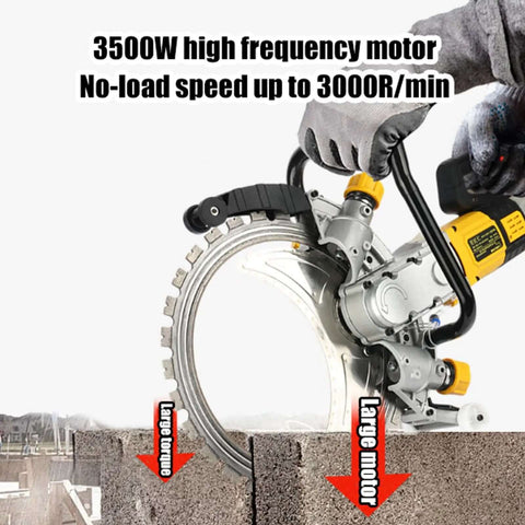 Heavy Duty 3500W Electric Wet Cut Wall Saw Machine With 300Mm Cutting Depth And Integrated Water Pump for precision cutting into masonry.