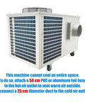Heavy Duty Portable Industrial Air Conditioner Cranking Out An Insane 61000 Btu H Cooling Rush On 220V 3 Phase Power, side view showcasing vents and wheels.