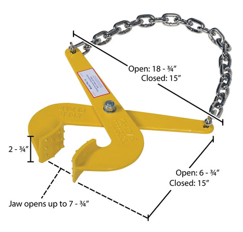 Yellow beefy steel single scissor pallet puller with seven inch jaw opening and five thousand pound pulling capacity