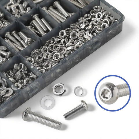 681 Piece M6 Bolt Set With 170 Socket Head Cap Screws 170 Nuts 170 Flat Washers And 170 Spring Lock Washers In 304 Stainless Steel