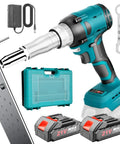 Camxtool Cordless Rivet Gun, Brushless Electric Pop Riveter Kit With Automatic Trigger, Power Tool for 3 16 Inch Metal Plastic Leather Fastening, Battery Operated Handheld Driving Machine with accessories