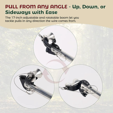 Adjustable 17-inch boom of Compact Electric Cable Puller With 1000Lb Force for versatile wire pulls and easy maneuverability.