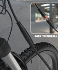 Close-up of All-In-One Electric Bike Brake Lever Kit With Waterproof 2-Pin Connector for easy installation on e-bike tire.