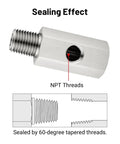 Stainless steel oil pressure sensor tee adapter with 1/4 NPT male thread and 1/8 NPT female port