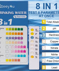 8 In 1 Home Water Testing Kit For Tap And Well Water Detect Lead, pH, Alkalinity, Hardness, Copper, Nitrate, Nitrite, And Chlorine