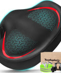 Wide Noseless Bike Seat Cushion For Men And Women With Extra Padding, featuring geometric pattern design