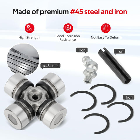 Front And Rear Prop Shaft U Joint Kit For RZR 1000 900 800 4 Turbo RS1 And Ranger Crew UTVs 1000 900 800 570 500 Diesel Three Pack Heavy Duty Replacement Set components made of #45 steel and iron
