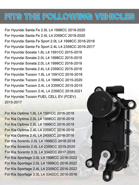 Intake Manifold Runner Control Motor Replacement For Hyundai And Kia 1.6L 2.0L 2.4L 3.3L Fits Hyundai Santa Fe Sport Sonata Tucson 2015 2020 And Kia Optima Sorento Sportage 2016 2022 OE Style, black plastic motor