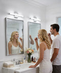 Sleek Over Mirror Vanity Light Fixture 16 Inch Chrome LED Bar 9W Cool White 6000K Non Dimmable Bathroom Wall Light For Makeup And Grooming