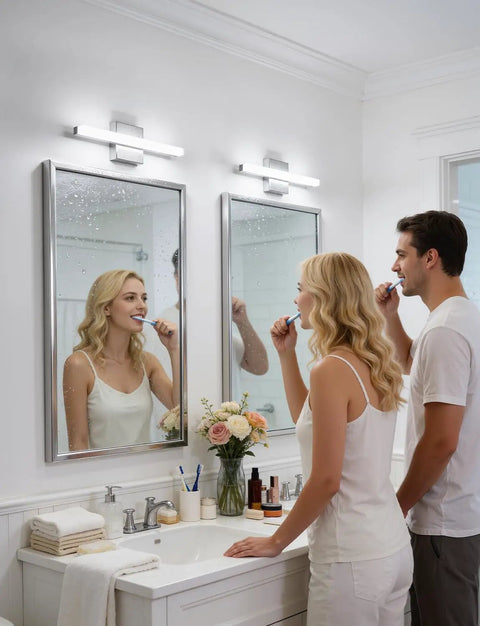 Sleek Over Mirror Vanity Light Fixture 16 Inch Chrome LED Bar 9W Cool White 6000K Non Dimmable Bathroom Wall Light For Makeup And Grooming