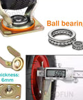 Heavy Duty Swivel Castor Wheels With Brake Trolley Replacement Caster Featuring Natural Rubber Pneumatic Tire, showing ball bearings and thickness measurement.