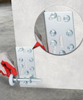 Close-up of Heavy Duty Garage Door Bottom Roller Bracket With 7/16 Inch Diameter Roller Stem installed on garage panel